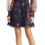 Rachel Parcell  Floral‎ Tie Neck Long Sleeve Satin Dress Floral Ink size 12 Photo 0