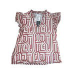 MICHELLE MCDOWELL Marley Touchdown Top In Crimson/White Ruffle Sleeves Size M Red Size M Photo 1