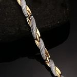Stylish X Design Stainless Steel Magnetic Bracelet Two Tone Snake Print Photo 3