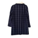 Levi's  Plaid Wool Trench Coat Faux Shearling Navy Blue Small‎ Photo 2