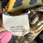 Veronica M Chiffon Dress Medium Blue Brown Animal Print Long Sleeve Office Wear Photo 6