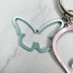 Pastel Pink and Blue Heart Love Butterfly Cut Out Keychain Keyring Photo 7