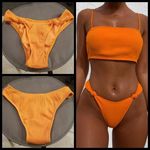 Minimale Animale 💕💕 Knotted Rib Brief Bikini Bottoms - Orange Small S NWOT Photo 1