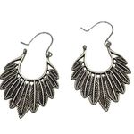 Silver Tone Feather Hoop Earrings Dangle Wire 2" Long Boho Hippie Southwestern Photo 2