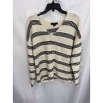 Sanctuary  Striped V-Neck Pullover Sweater Relaxed Fit Cream Black Size‎ S Photo 2