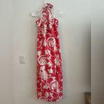 Old Navy  Halter Maxi Dress Size L Red White Floral Print Summer Beach Vacation Photo 3