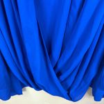 Vince Camuto  3X Royal Blue Draped Front Long Sleeve Blouse Top Plus Size 3X Photo 2