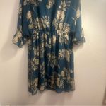 a.n.a  dress size M blue floral empire waist ruffled sleeve v neck‎ lin Photo 2