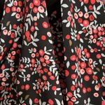 Loft  Dress Womens Size Small Velvet Trim Long Sleeve Keyhole Floral Cherry Berry Photo 9