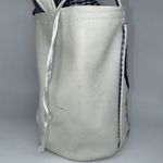 Handmade  VNTG Tennis Rackets Top Handle Tote Bag White Vinyl Emroidered Handbag Photo 1