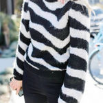 Who What Wear  Mock Neck Animal Print Pullover Sweater Black & White Size S Photo 0