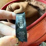 Fossil  Coral Orange 100% Cow Hide Leather Square Crossbody Zipper Top Purse Bag Photo 8