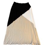 Chico's  Maxi Skirt Color‎ Block Black Tan White Elastic Waist Medium (1) Photo 0