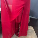 Red Chiffon Off the Shoulder Formal Bridesmaid Dress Corset Back Size 10 NWOT Photo 7