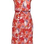 C/MEO COLLECTIVE Strapless Coral Print Midi Dress Women’s Size Large Photo 0