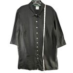 Harvé Benard Harve Benard Tunic Shirt Dress 16W Black 100% Silk Button Front Relaxed Lagom Photo 9