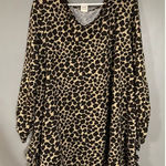 Terra & Sky  Pullover Animal Print Tunic Top Ruched Sleeve Ruffle Slit 2X Photo 0
