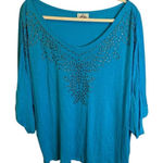 Ariat  Blouse Women's Size XL oversized studded loose blue‎ Photo 0