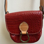 Vintage Ann Taylor purse Croc Embossed Leather Italy leather Small Crossbody Red Photo 0