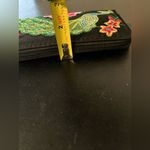 Black Canvas Pink Peacock & Floral Embroidered Zippered Wallet Photo 5