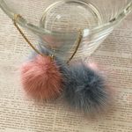 Handmade Kawaii faux fur pompom dangle threader earrings✨ Photo 2