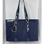 Tory Burch  Canvas Jane Tote navy patient leather Shoulder Bag Photo 3