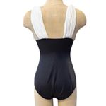 Mainstream Vintage Swimsuit Black White One Piece Bodysuit Grecian S Small 12 Photo 1