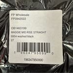 Free People  Maggie Mid Rise Straight Jean Distressed Raw Hem Washed Black 27 NWT Photo 4