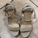 Veronica Beard  Suede Taupe Platform Suede Heels with Wrap a Round Ankle Strap Photo 3