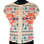 Gaze USA Tribal Print Knit Short Sleeve Top – Size Large – Boho Festival Style Photo 3