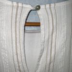 Altar'd State Altar’d State White & Tan Stripes Tiered Crepe Ruffle Cap Sleeve Shift Dress S Photo 4