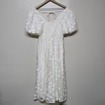 Astr The Label Sandy Polka Dot Puff‎ Sleeve Midi Dress Sz S Wedding White Photo 6