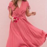 Gal Meets Glam  Angelica pleated Faux Wrap dried rose pink midi v neck dress 6 Photo 0