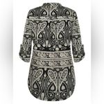 Plus Size 3/4 Sleeve Shirts for Women Floral Print V Neck Blouses Tunic Tops Black Photo 5