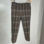 Akris Punto Tan & Black Glen Check Plaid Cuffed Trouser Pants Size 8 Photo 1