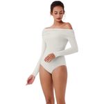 NWT Reoria Off White Long Sleeve Off The Shoulder Bodysuit Photo 1