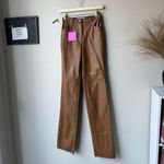 NEW Cultnaked Killa Choco Brown Vegan Faux Leather High‎ Rise Straight Pants XS Photo 3
