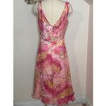 Victor Costa Y2K Pink and Yellow Paisley Silk Party Dress 12 Photo 5