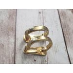 Vintage Clip On Earrings Large Slim Gold Tone Hoops 1" Photo 2