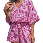 Cupshe Women's Pink Plunging Loose Leg Romper M Photo 0
