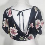 Band of Gypsies  Black and Pink Floral Boho Crop Top Sz Small NWT Black Crop Top Photo 4