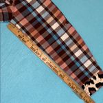 ASVIVID Plaid Tunic button up roll tab long sleeves leopard print accents size L Blue Size L Photo 9