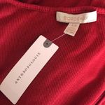 Bordeaux Anthropologie  Red Ribbed Twist Front Top Photo 5