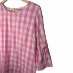Aura  Pink Plaid‎ Bell Sleeve Shift Dress Size Medium Photo 1