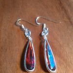 Simulated Red Diamond Sterling Silver Dangle Earrings Photo 1