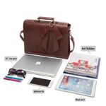 Ecosusi Leather Laptop Messenger Bag Briefcase Satchel Work Brown Bow Photo 3