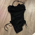 Juicy Couture  black ruffled bandeau One piece swimsuit with side charms size P Photo 0