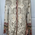 IVKO Woman Jacquard Sweater Jacket Beige Cotton Cardigan‎ Size 38 / 8 Full Zip Tan Photo 0