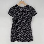 Loft Paisley Ruched Flutter Sleeve Mixed Media Top Lightweight Chiffon Photo 9