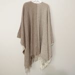 Eileen Fisher  One Size Color Block Wool Blend Fringe Barly Poncho Wrap Cape NWT Photo 7